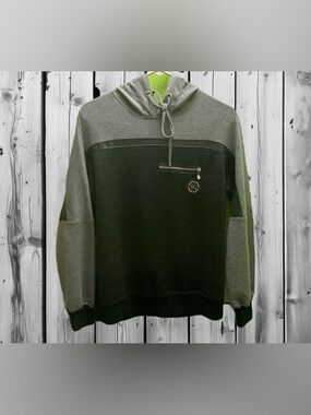 Sogo Men's Two-Tone Grey Pullover Hoodie with Chest Zip Pocket L